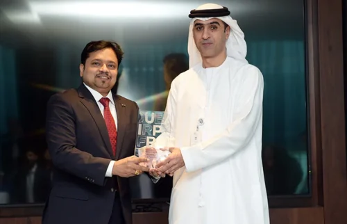 Mr. Syam Panayical Prabhu, Managing Director of AURION, Receiving outstanding performance award 2018 from DAFZA.